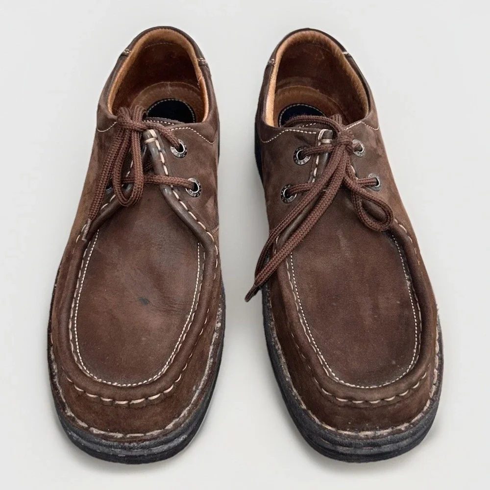 Vintage GH Bass Y2k Mens 9M Brown Nubuck Leather Moc Toe Lace Up Boots Workwear‎